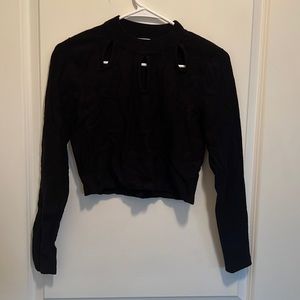 Black Sweater Crop Top